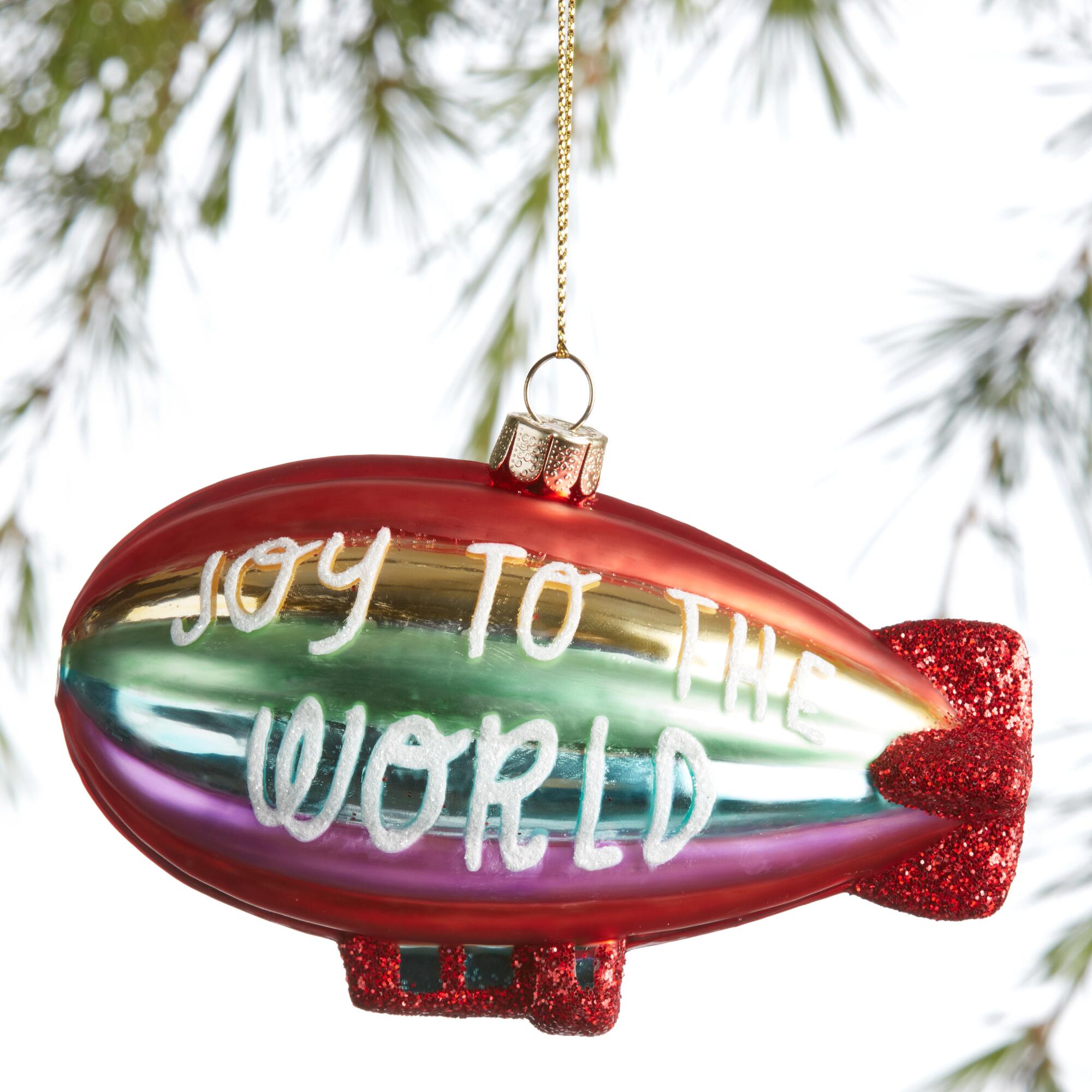 Rainbow Glass Joy to the World Blimp Ornament: Multi by World Market