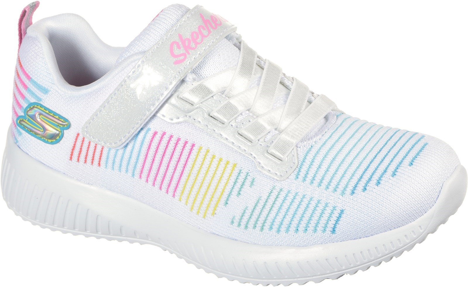 Skechers Kid's Bobs Squad Fresh Delight Sports Trainer Various Colours 32093 - White Mesh/Multi Trim 9.5