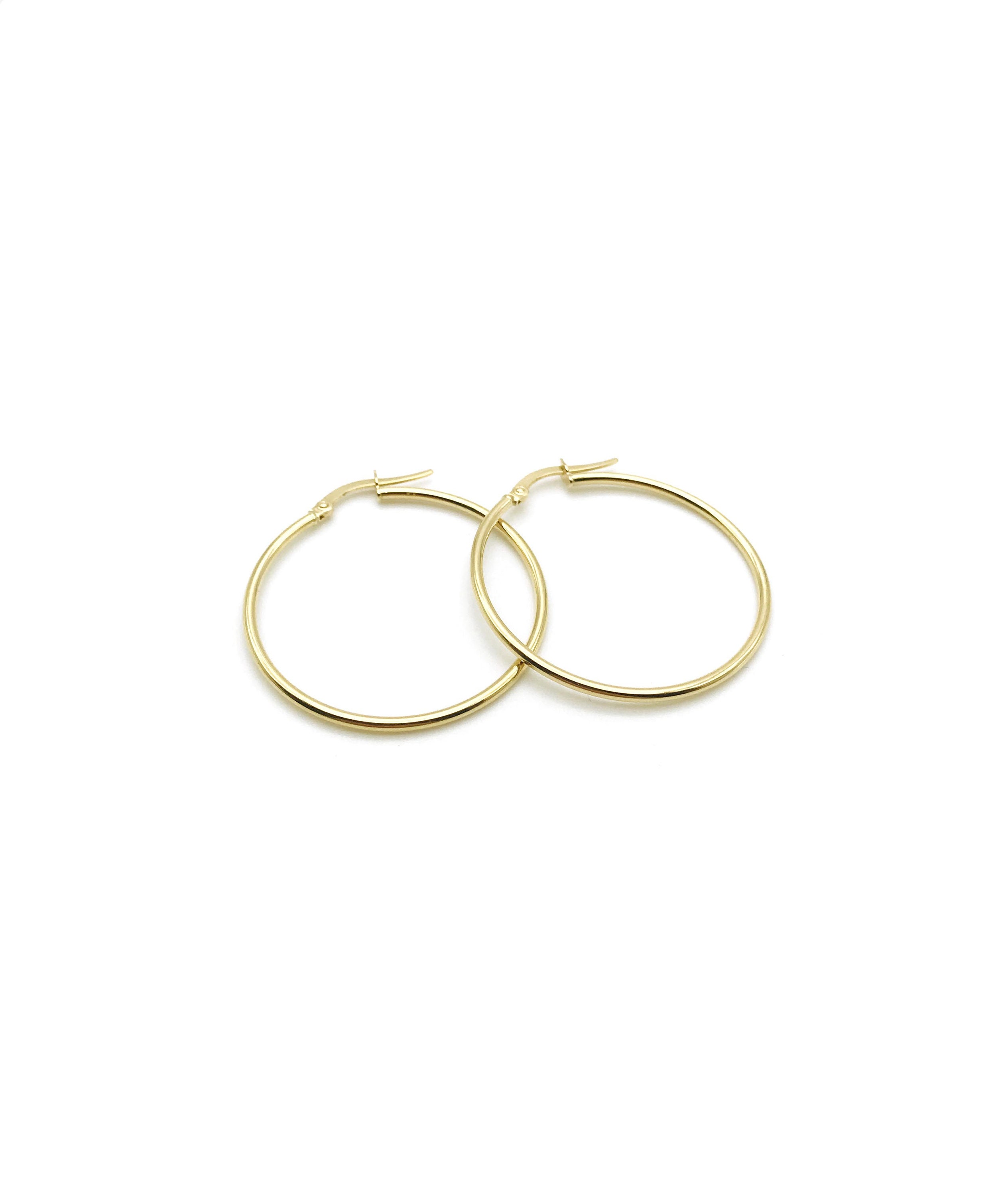18K Yellow Gold Hoop Earrings Nice Hoops Polished Minimalist Classic Thin Gift For Her Made in Italy