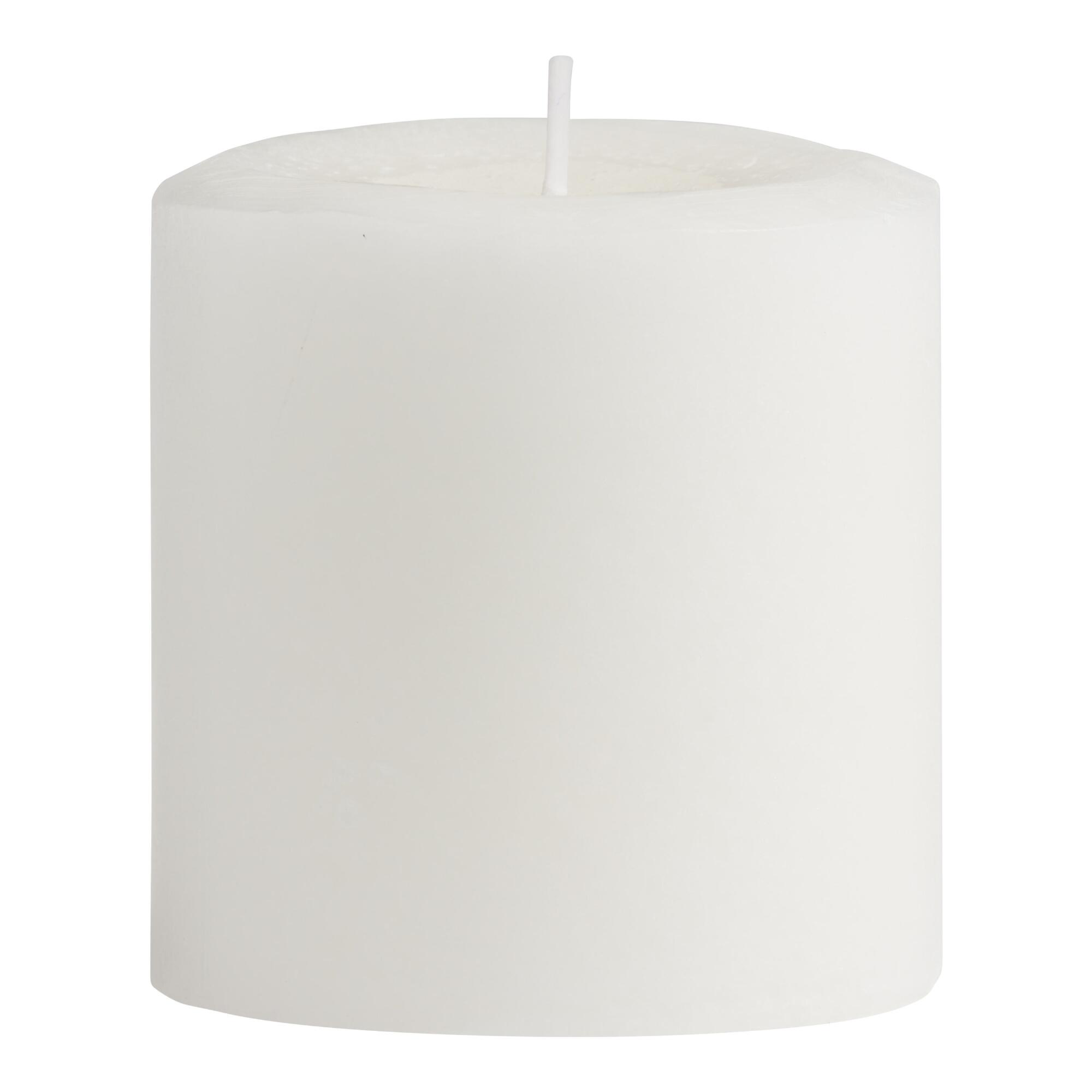 3x3 Moroccan Peony Mottled Pillar Scented Candle: White - Scented Wax by World Market