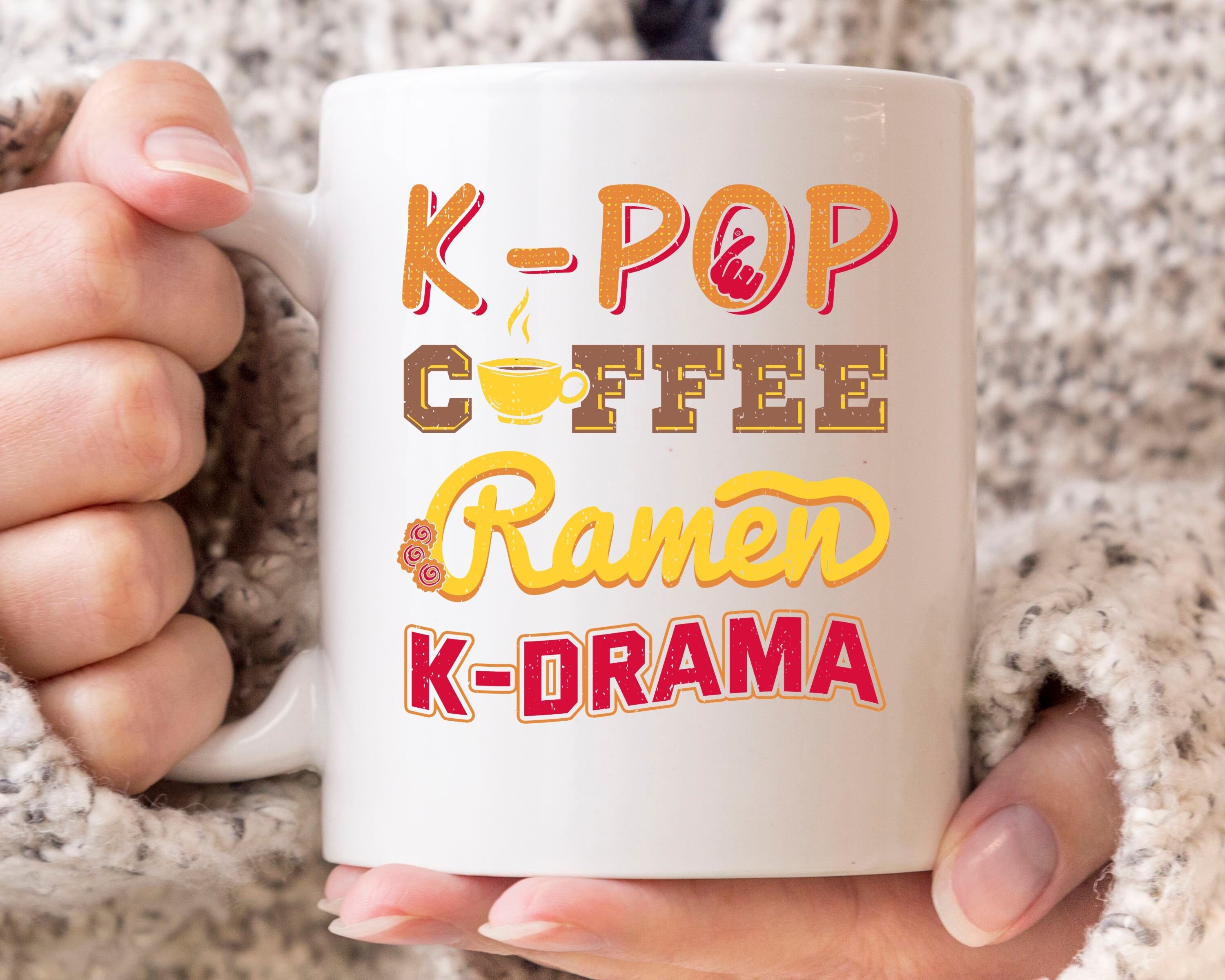 K-Pop Coffee Ramen K-Drama Mug, South Korea Flag For & Fans, Cute Korean Gift Idea Lovers, Oppa Mug