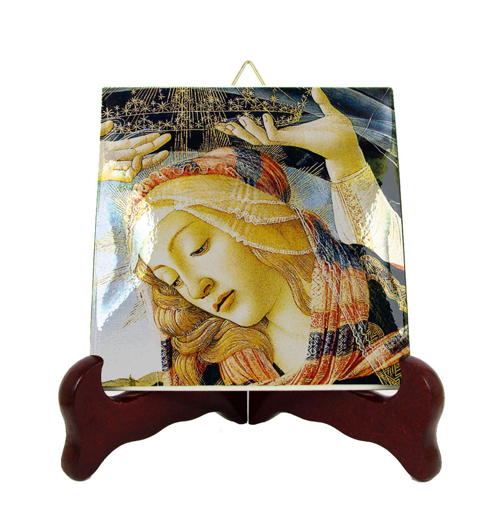 Religious Gift Idea - Madonna Of The Magnificat Collectible Ceramic Tile/Religious Plaque Inspired By Botticelli Virgin Mary Art