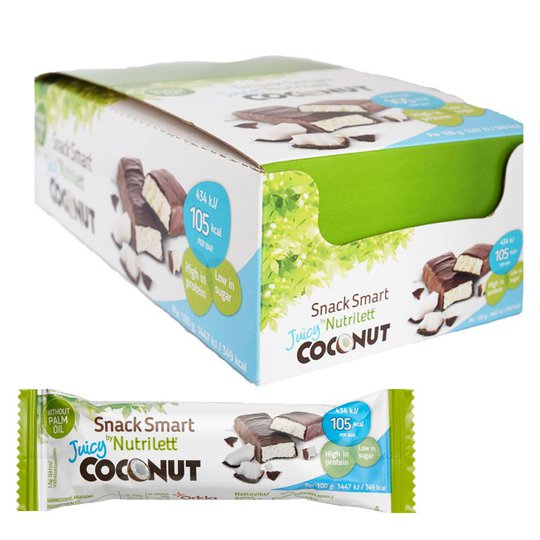 Laatikollinen välipalapatukoita "Juicy Coconut" 28 x 30 g - 50% alennus