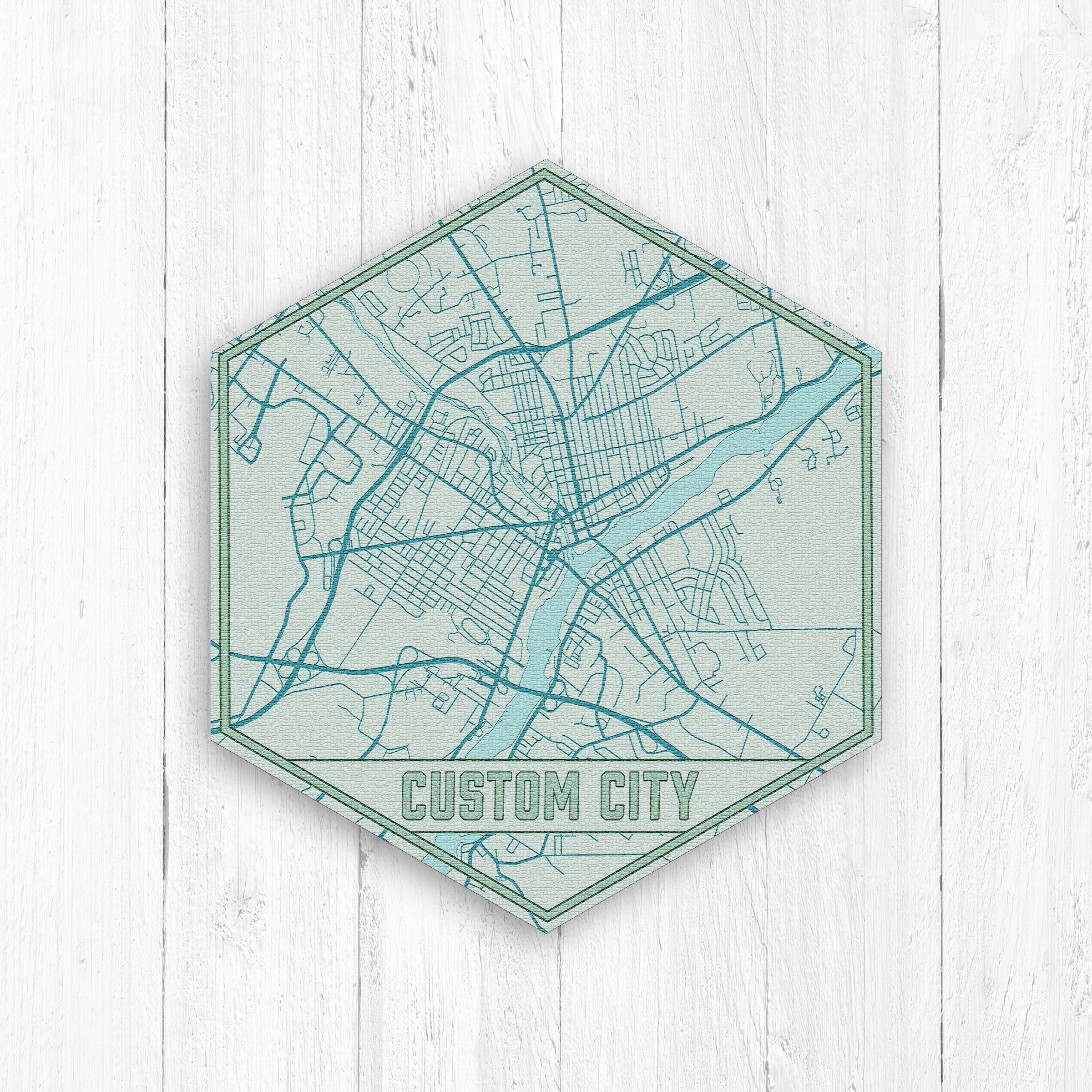 Custom City Map Hexagon Canvas By Printed Marketplace