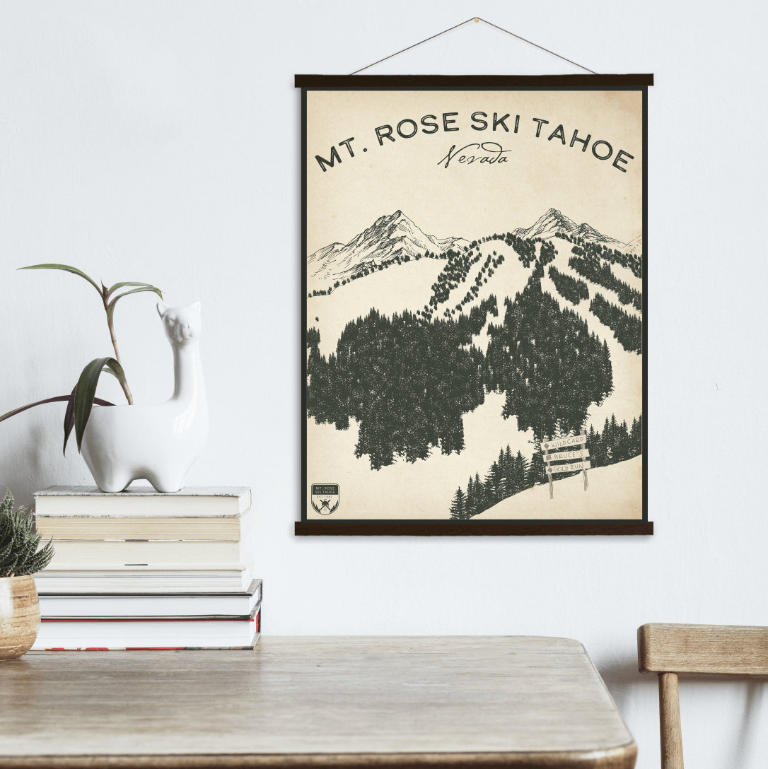 Mt. Rose Nevada Ski Tahoe Resort Sketch Print | Hanging Canvas Of Printed Marketplace
