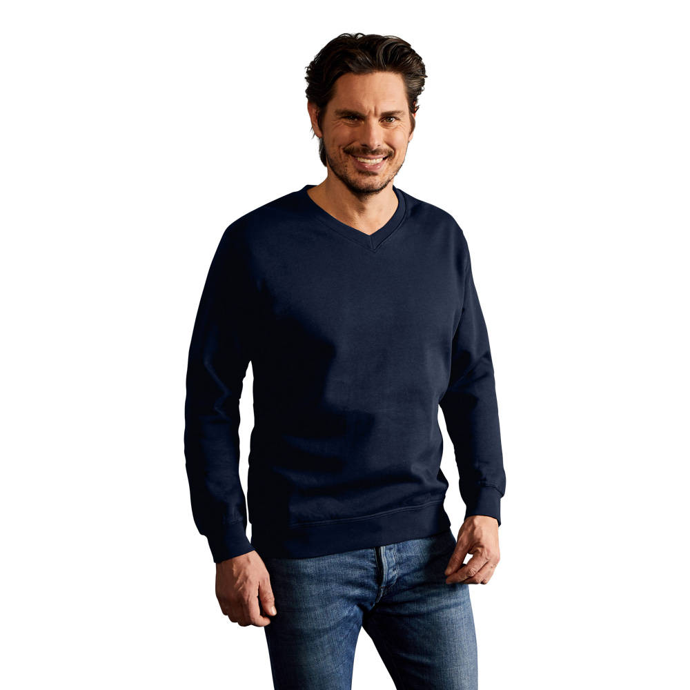 Premium V-Ausschnitt Sweatshirt Herren, Marineblau, L