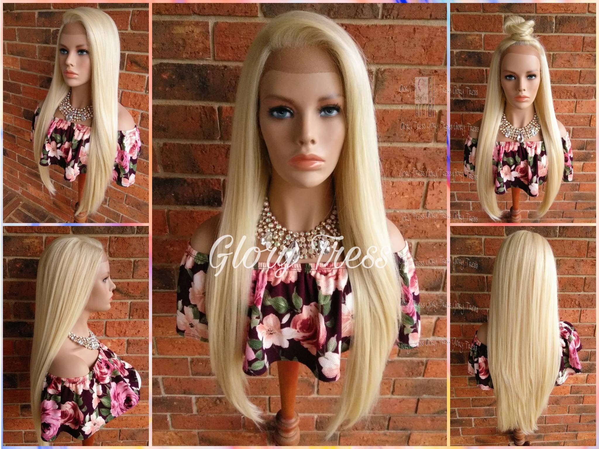 Lace Front Wig, Human Blend 613 Platinum Blonde Glory Tress, 13x4 Free Parting, Soft Swiss Lace, On Sale //Glamorous