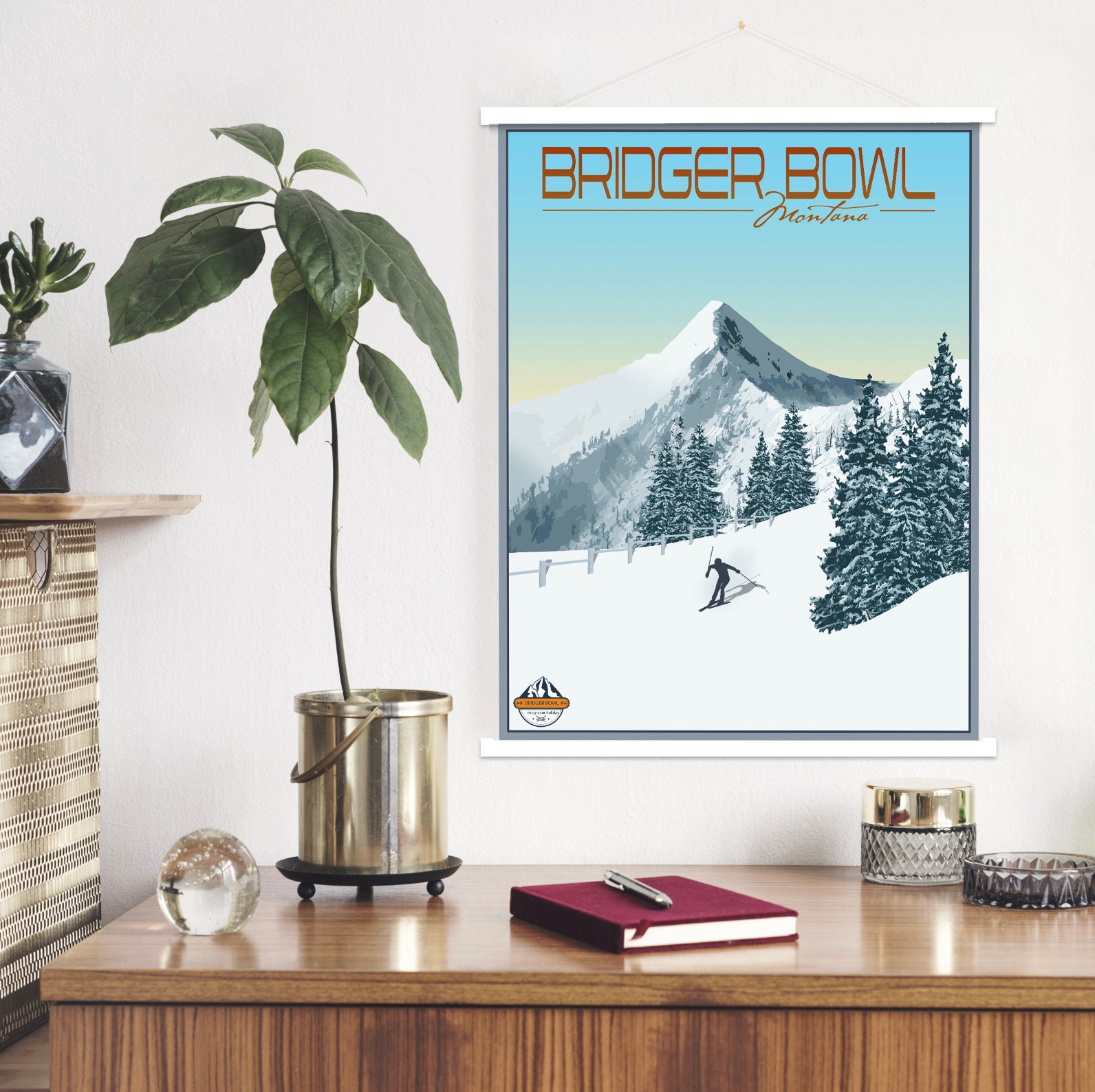 Bridger Bowl Montana Modern Illustration Print By Printed Marketplace