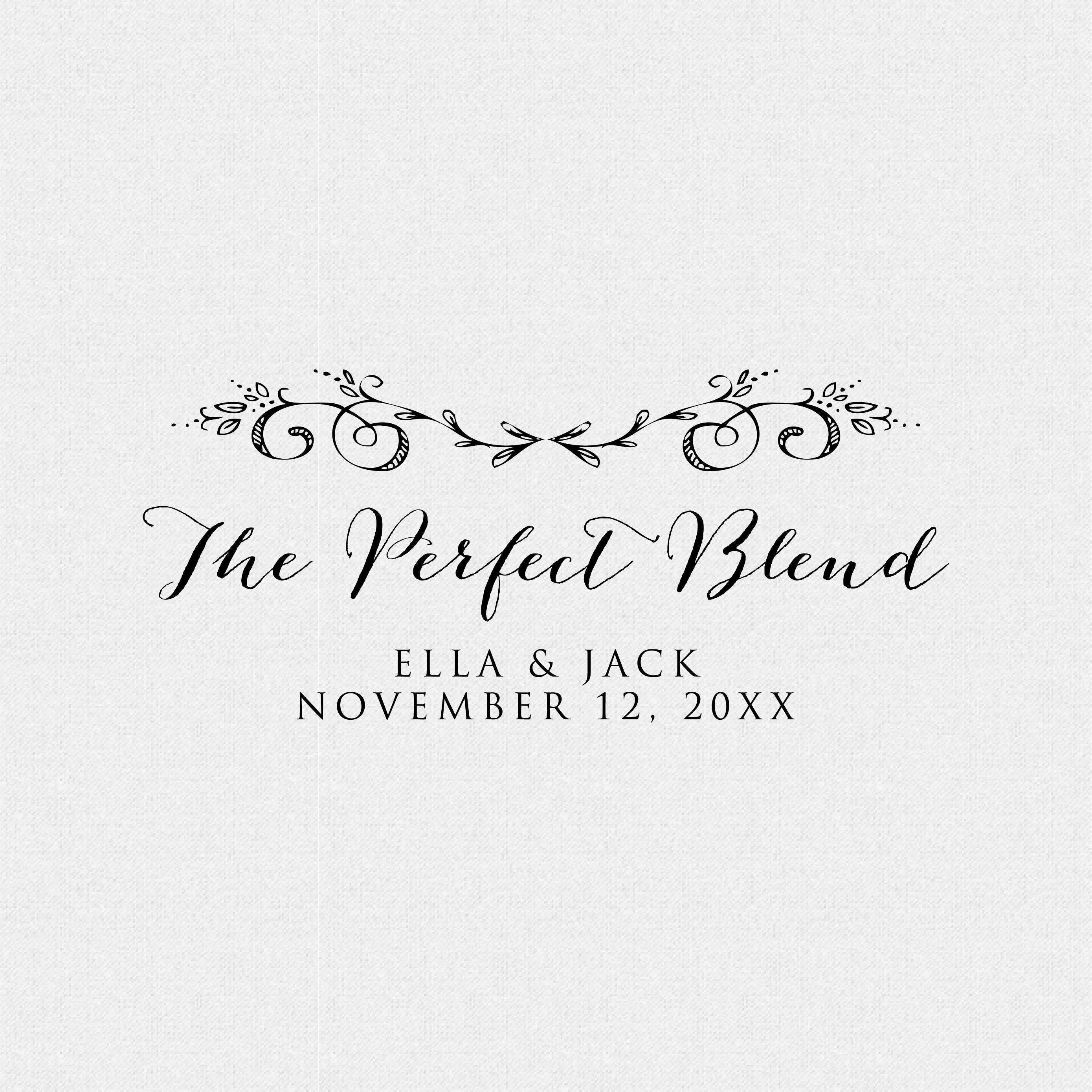 The Perfect Blend Stamp, Personalized Coffee Wedding Favors, Rubber Vintage Lace Stamp For Bar | T711