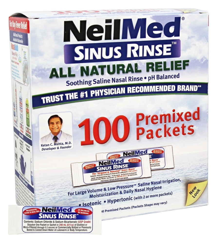 NeilMed Pharmaceuticals - Sinus Rinse All Natural Relief - 100 Premixed Packets