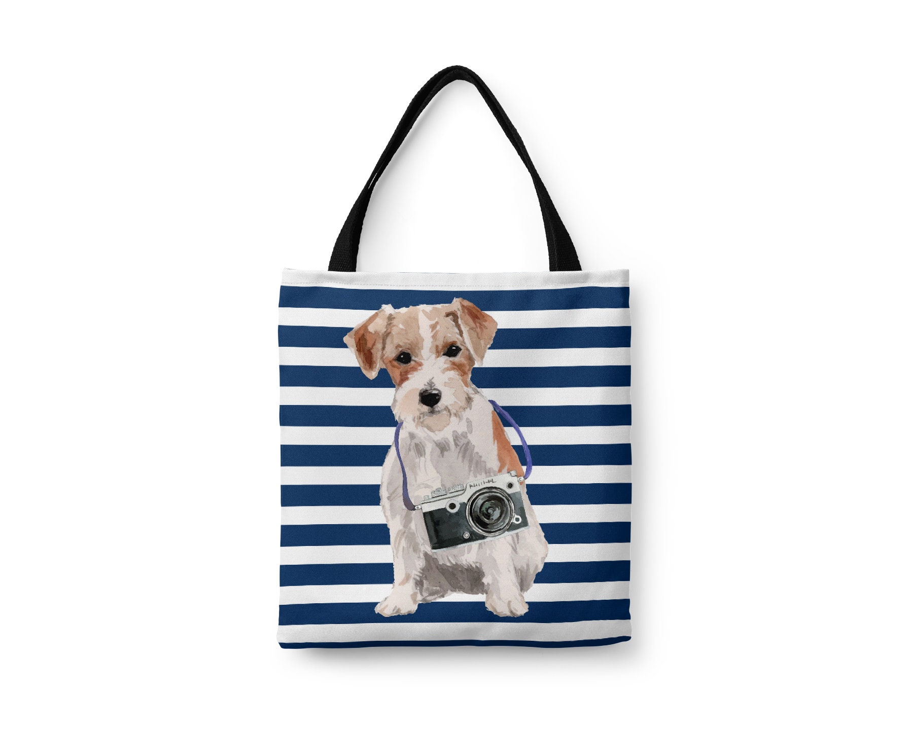 Jack Russel Dog Tote Bag - Illustrated Dogs & 6 Travel Inspired Styles. All Purpose For Work, Shopping, Life. Jrt, Russell Terrier