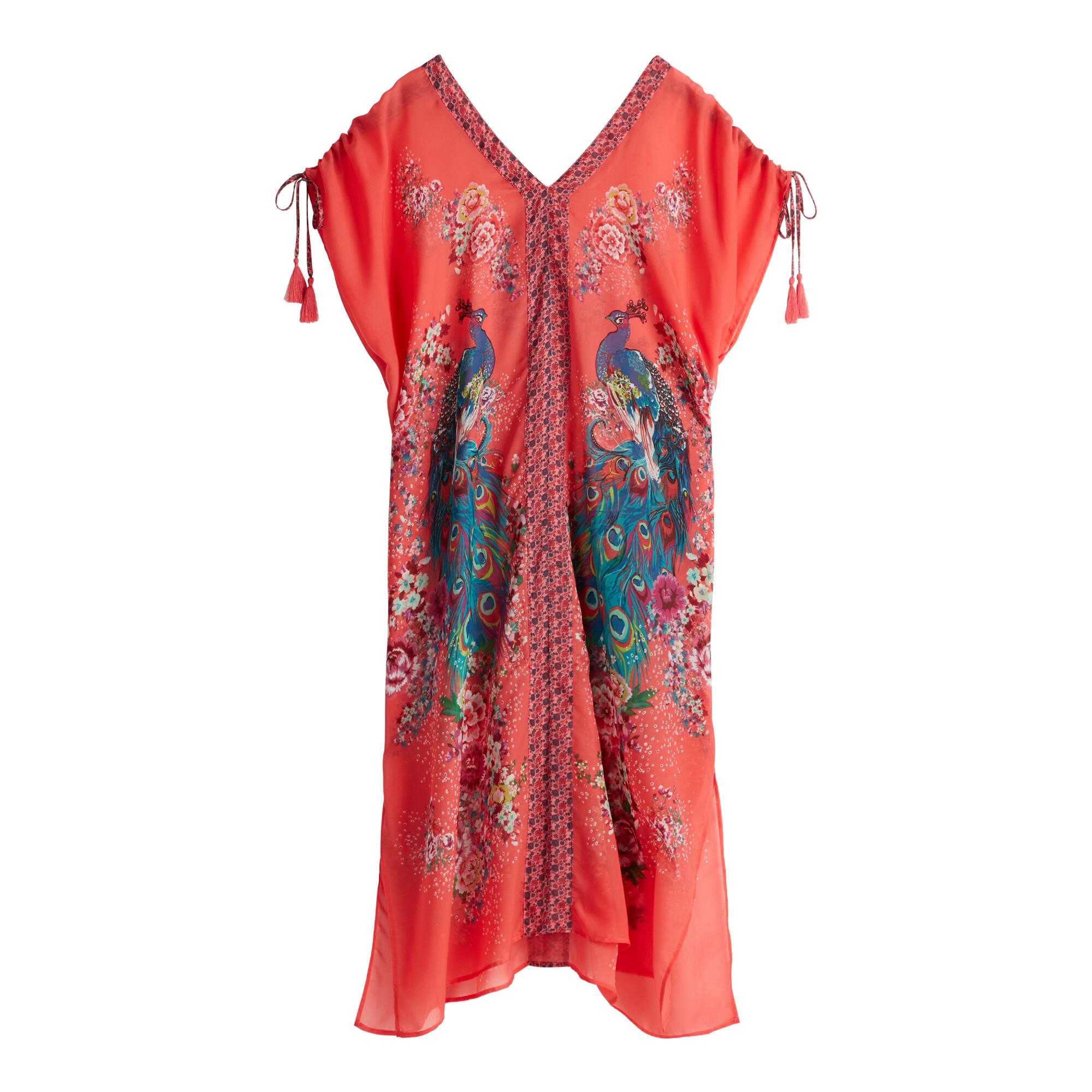 Red And Indigo Peacock Kaftan Dress: Multi by World Market
