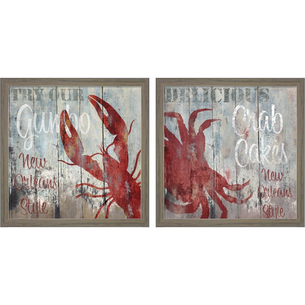 Metaverse Corporation New Orleans Seafood by Color Bakery, Framed Art (Set of 2), 13.25W x 13.25H in Red | PLI762458