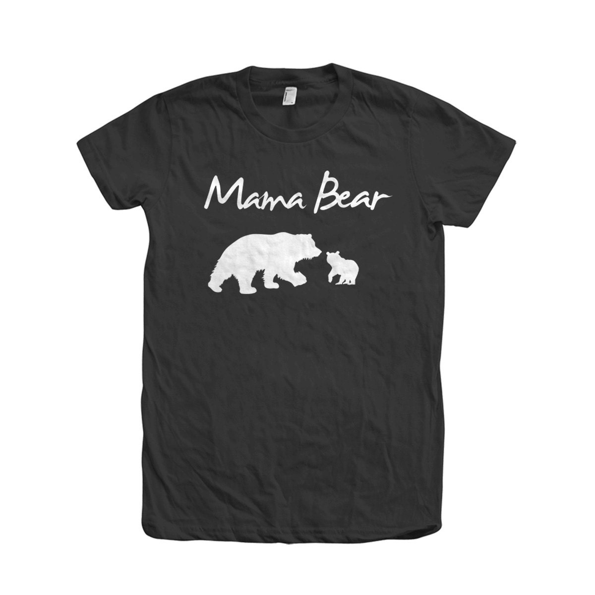 Mom Mama Bear Hand Screen Print American Apparel Crew Neck Tshirt 100% Cotton Graphic Tee
