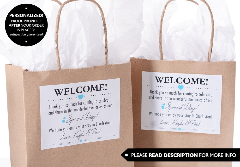 Wedding Bag Stickers - Welcome Bag/Box Labels Beautiful Custom Sticker #wbl-476
