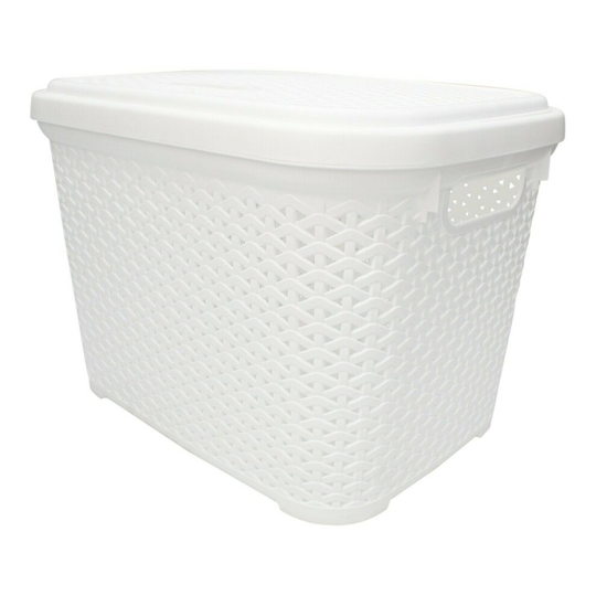 Buy (White) Rattan Plastic Storage Box 20 Litre Stackable With Swing ...