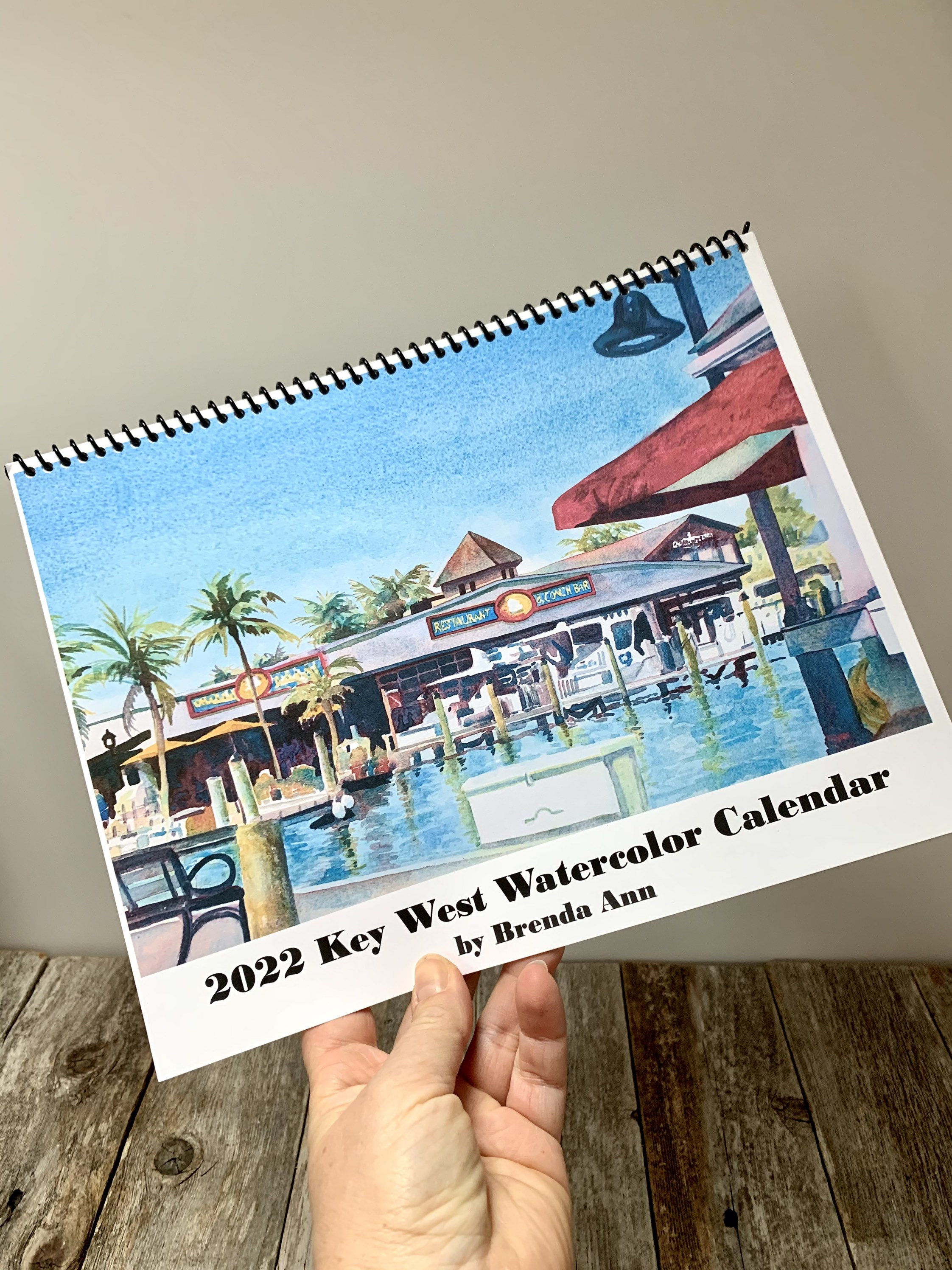 2022 Key West Watercolor Wall Calendar By Brenda Ann - Conch Republic Seafood Company Hemingway House Kermit's Florida Keys