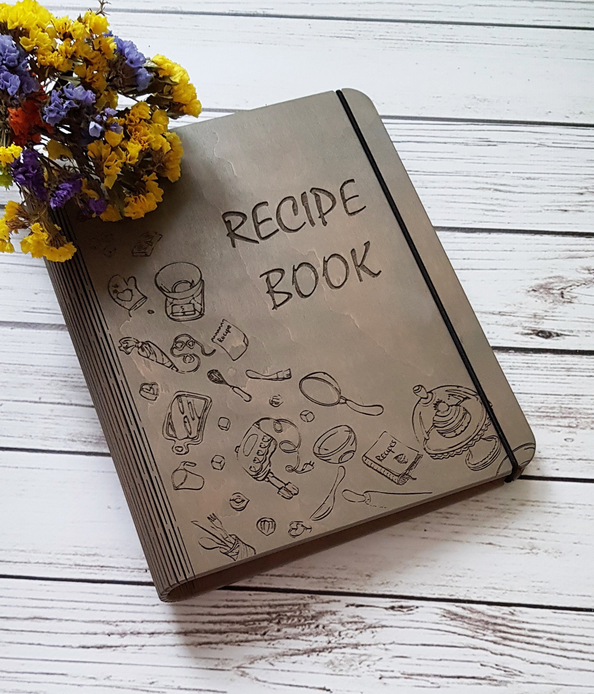 Wooden Recipe Cookbook Christmas Gift For Wife Personalized Cook Book Notebook Binder Mam Journal Grandma