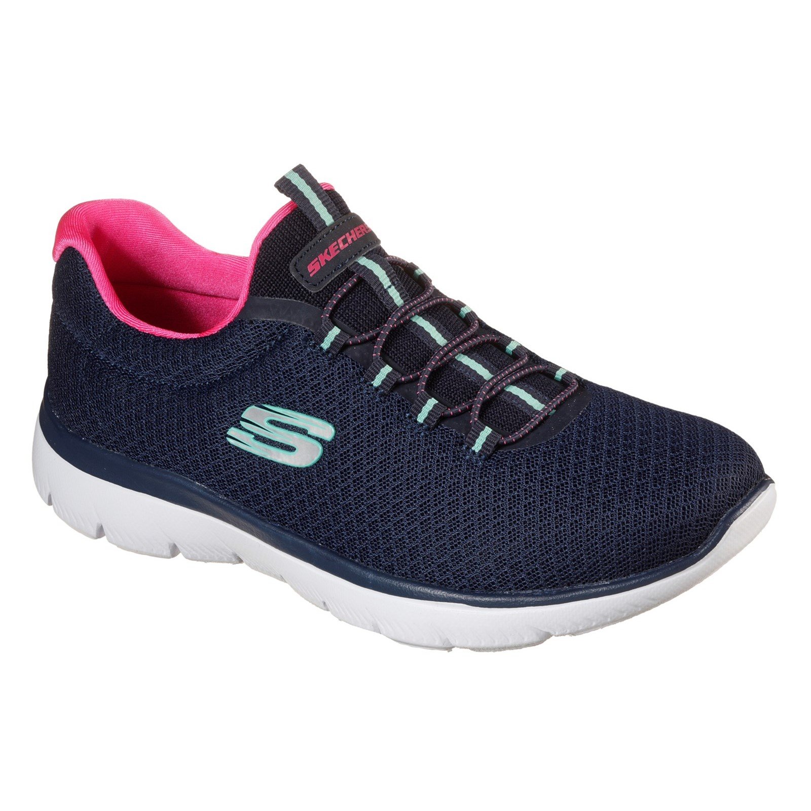 Skechers Women's Summits Slip On Trainer Various Colours 30708 - Navy/Hot Pink 5