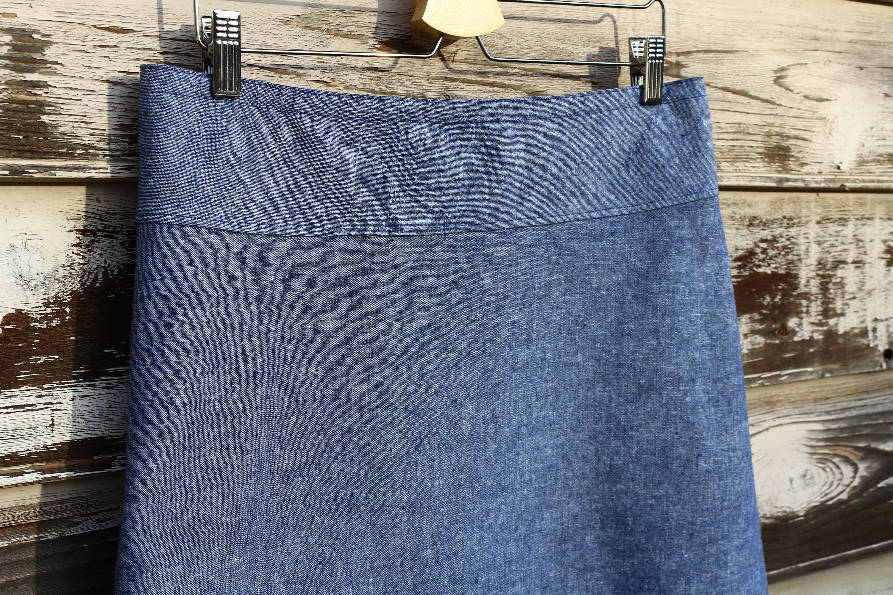 Cotton Linen Blend in Denim A-Line Skirt, Simple Modern More Colors Availible, Custom Made, You Choose Fitted, Comfy, Loose