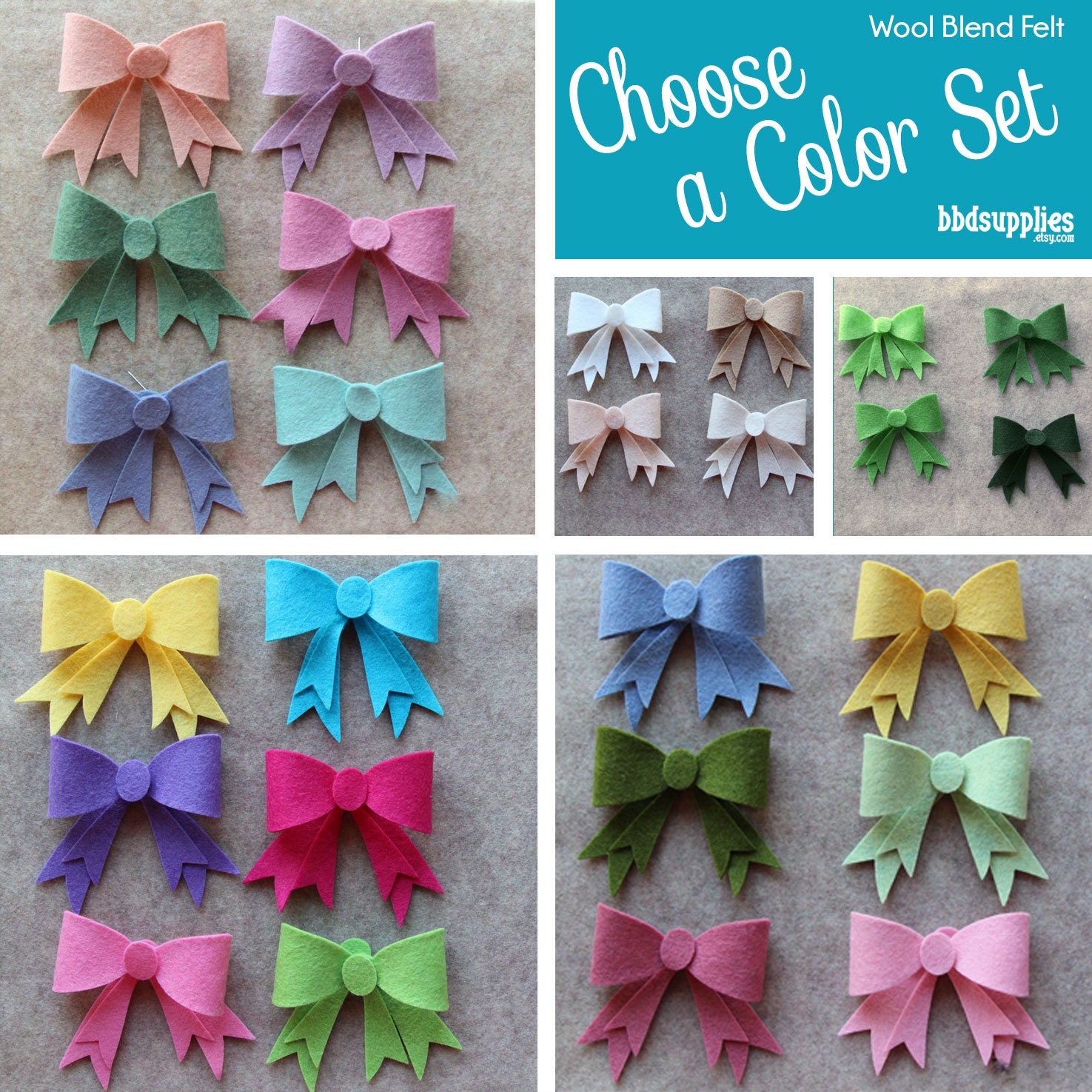 Wool Blend Felt Shapes | 12 Bows Style 2 Pick A Color Set Diy