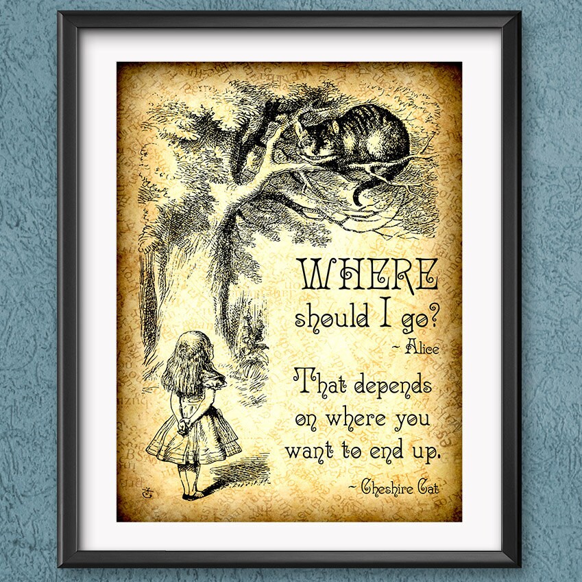 Alice in Wonderland Decorations Wedding Prop Cheshire Cat Quote - Party Decor Wall Art Home Where Should Go 0918