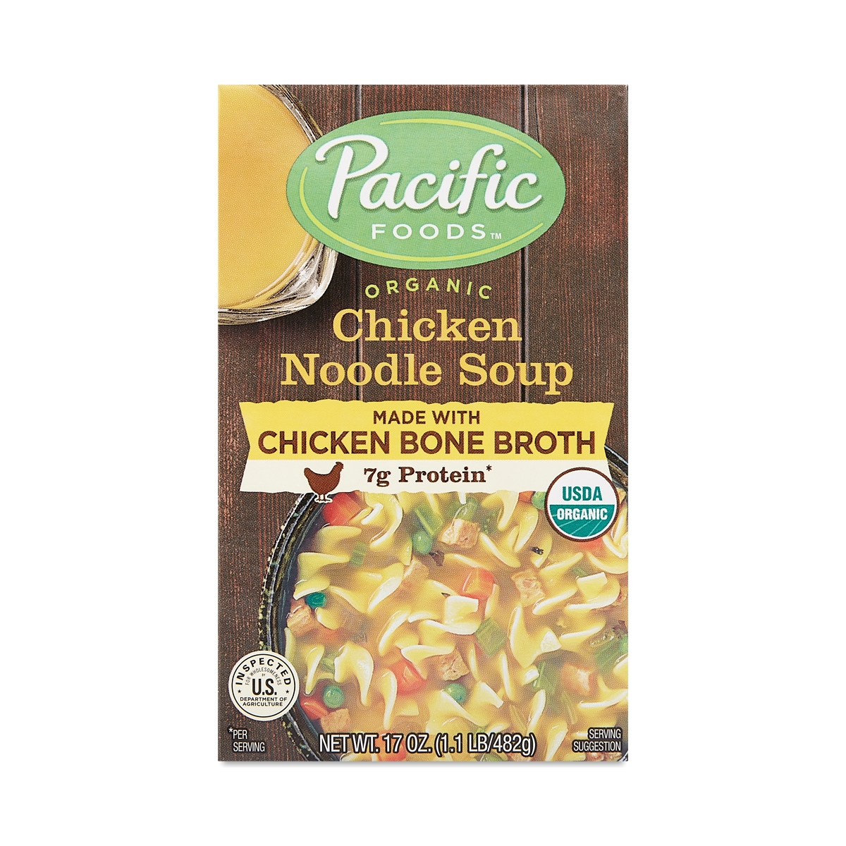 Pacific Foods Organic Chicken Noodle Soup with Chicken Bone Broth 17 oz carton