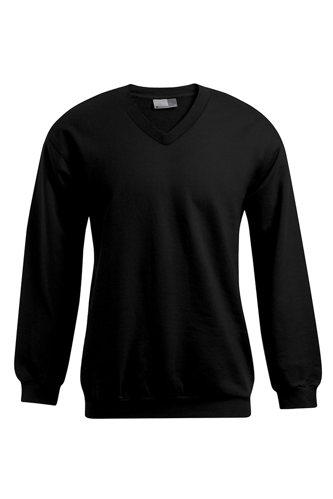 Premium V-Ausschnitt Sweatshirt Plus Size Herren, Schwarz, XXXL