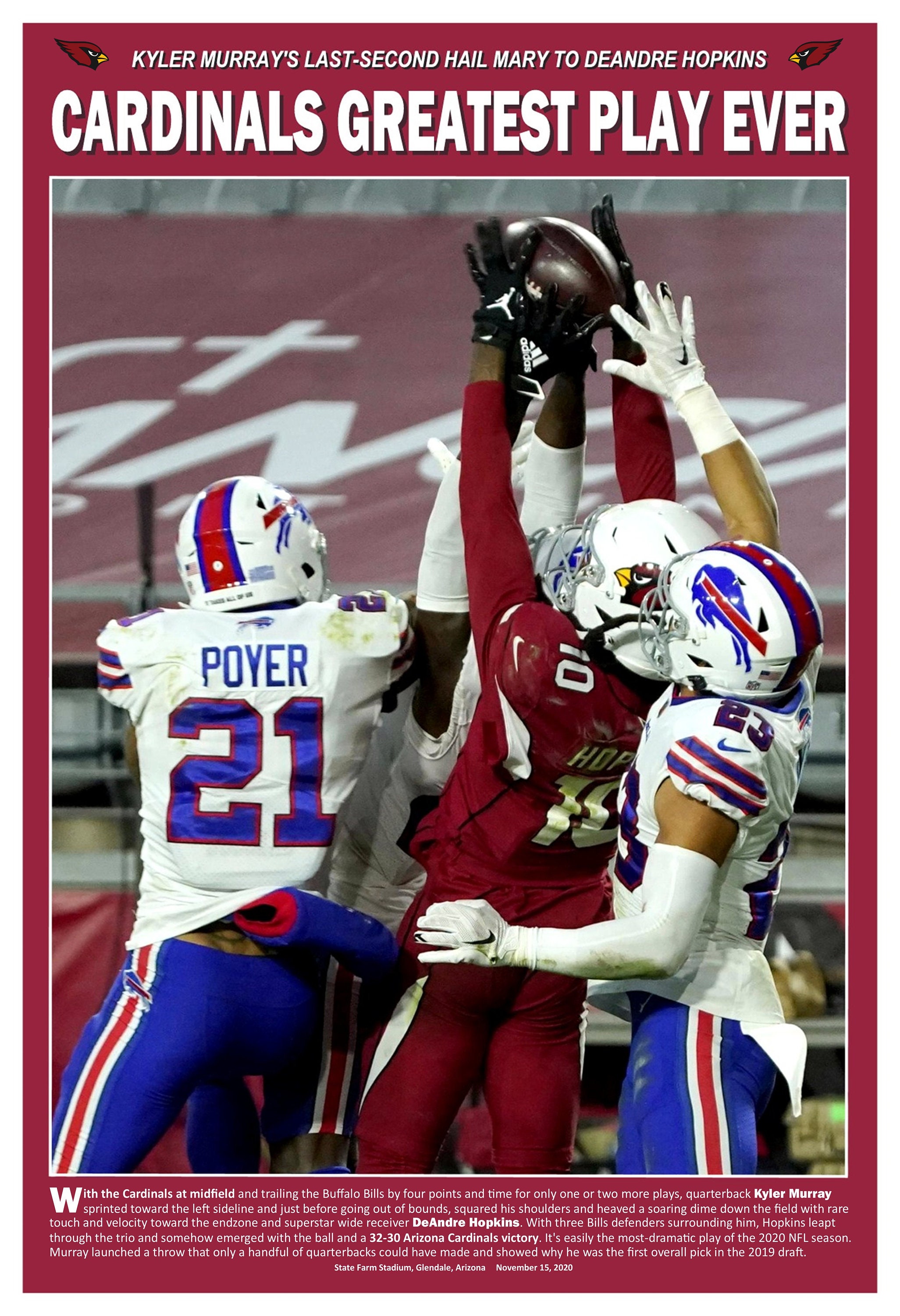 The Greatest Play in Arizona Cardinals History 13x19 Commemorative Poster"
