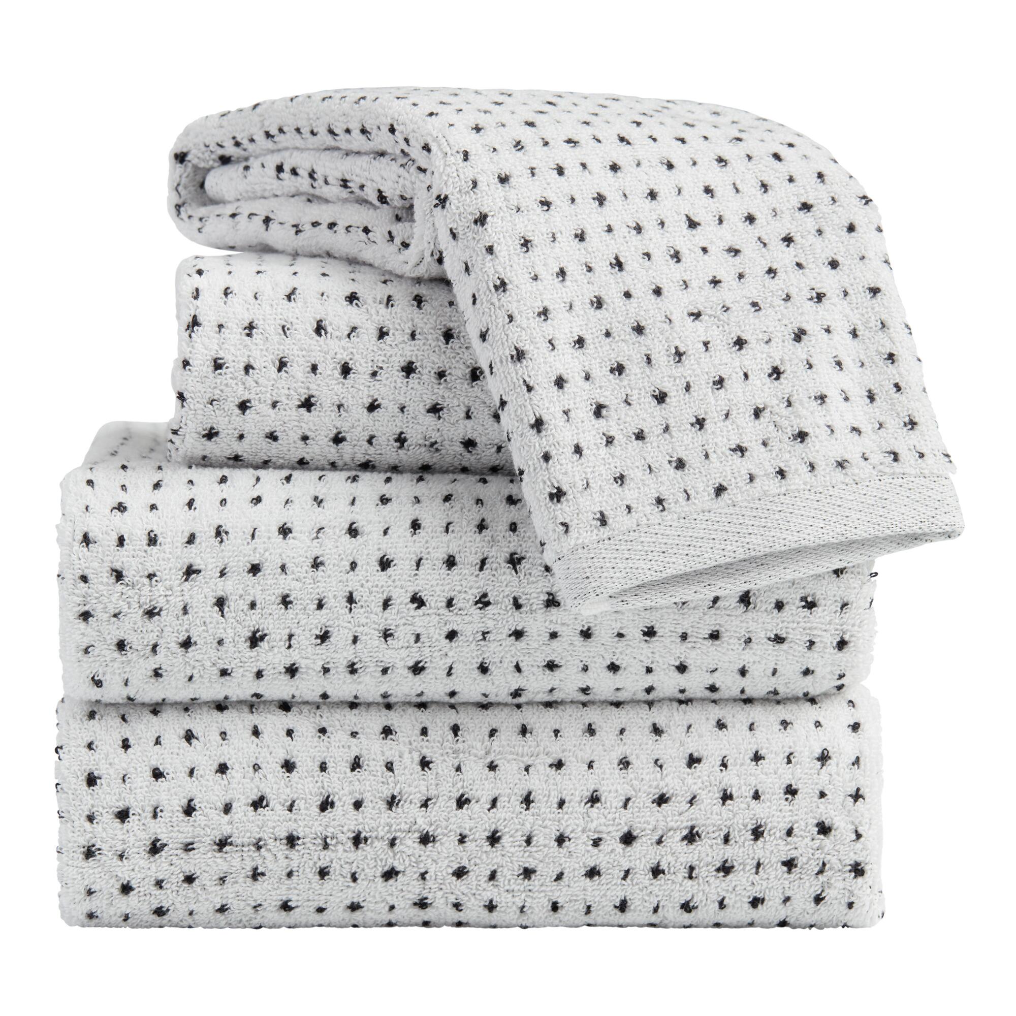 Black and Ivory Woven Dot Nico Towel Collection by World Market