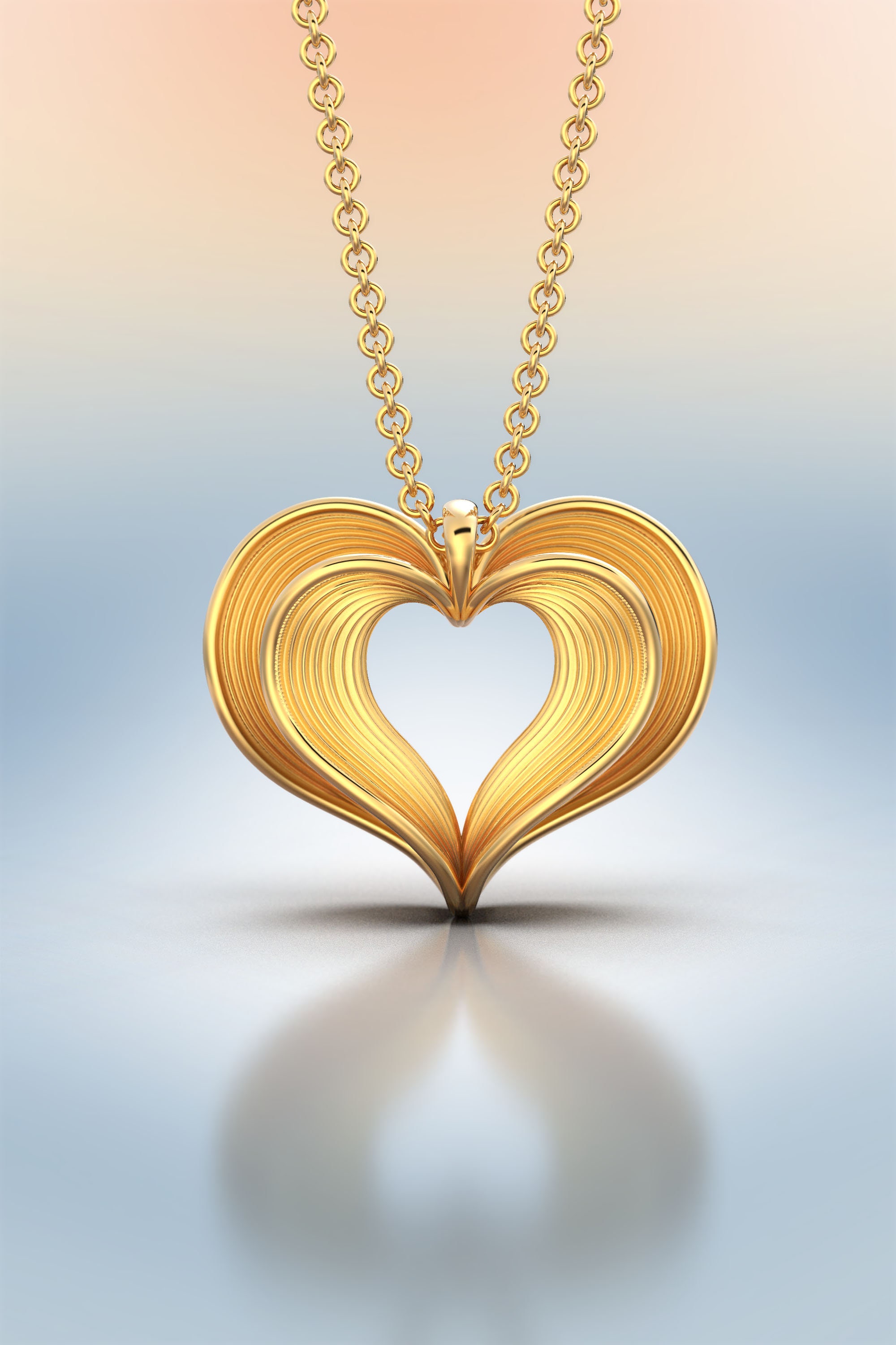 Heart Necklace, Solid Gold Heart Pendant Made in Italy 18K Or 14K. Italian Fine Jewelry