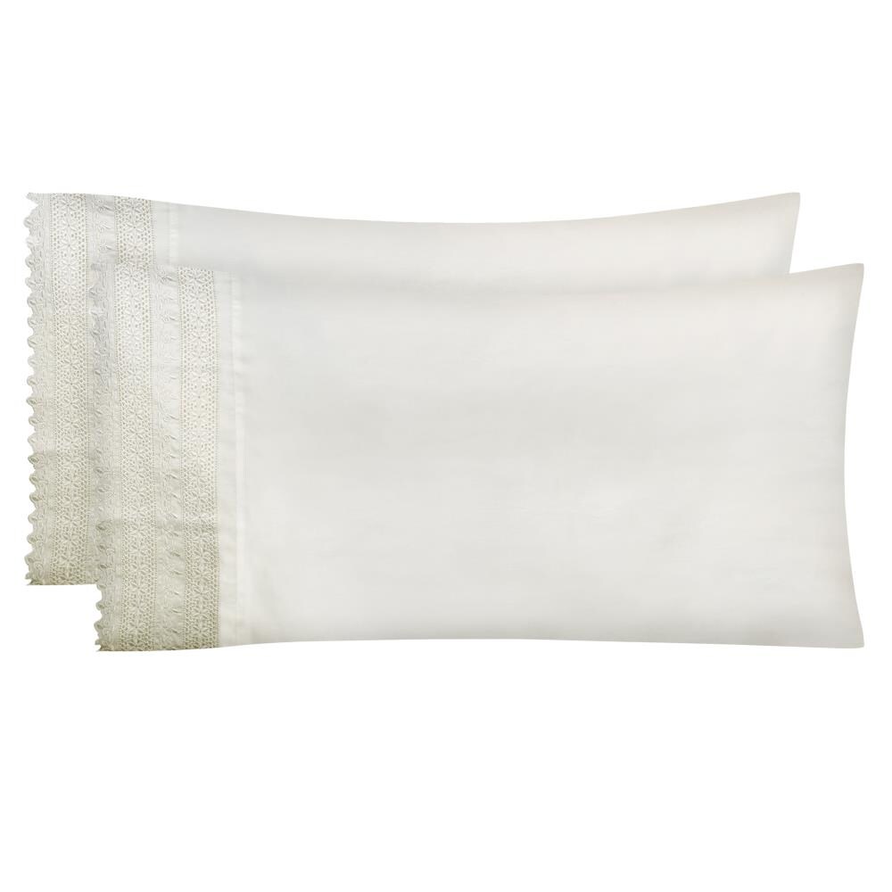 Grace Home Fashions RENAURAA Smart Queen Cotton Blend Bed Sheet in White | 1400CVC_AT-LC QN WH