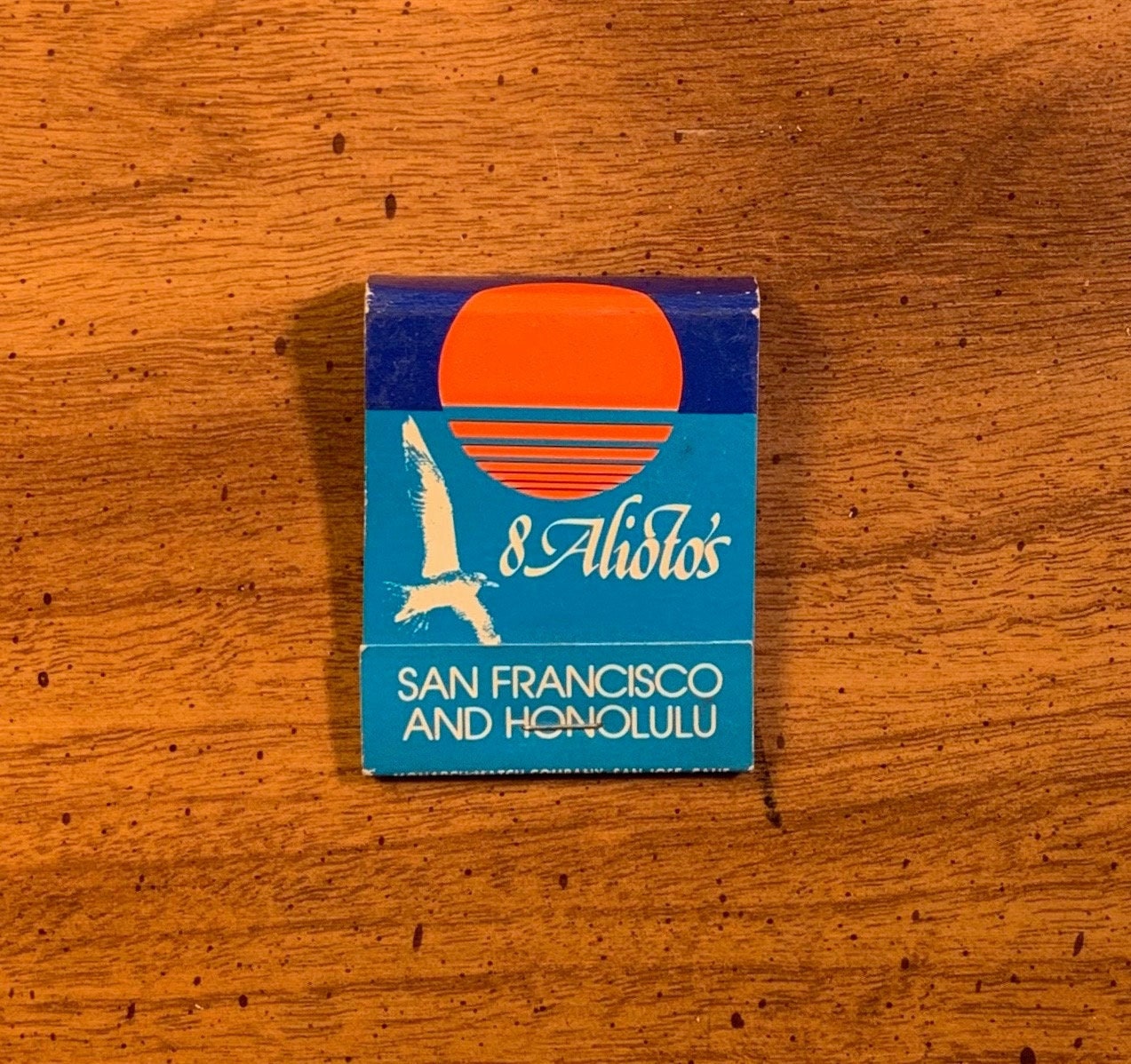 Vintage Matchbook, Aliotos, Seafood Restaurant, Honolulu, Hawaii, San Francisco, California, with 20 Matches, Free Ship in Usa