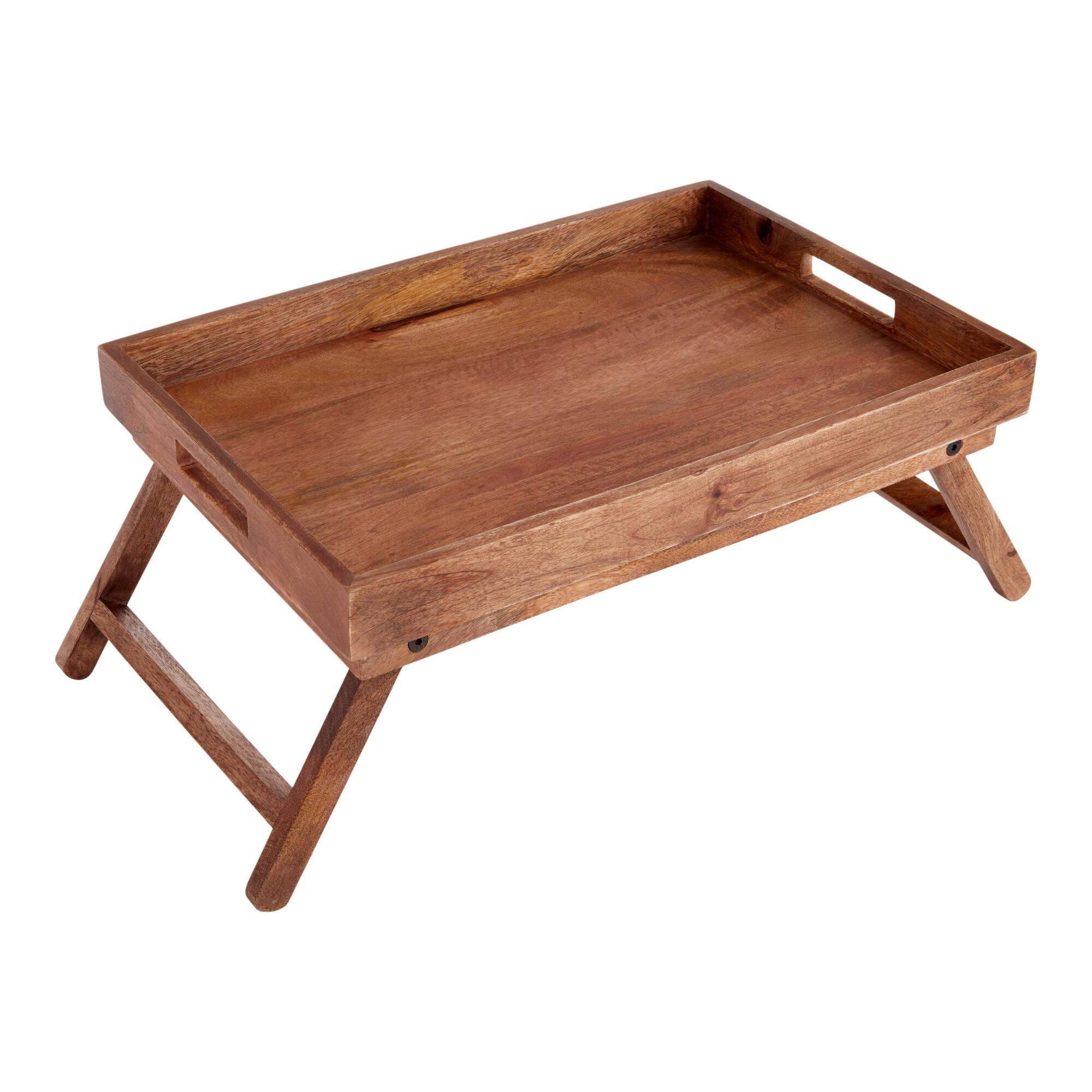 Natural Wood Bed Serving Tray with Folding Legs by World Market