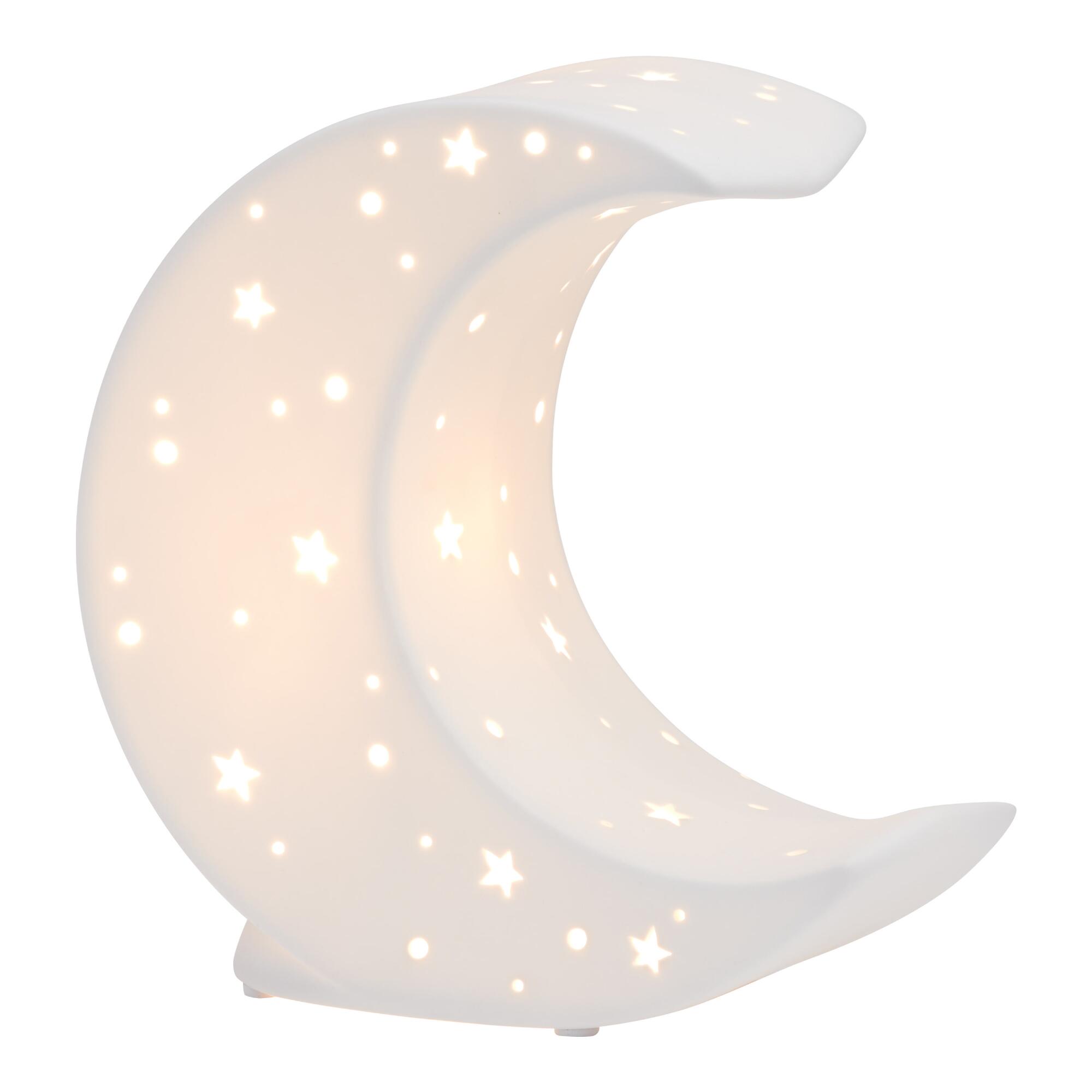 White Pierced Porcelain Moon Accent Lamp - Ceramic - Small by World Market