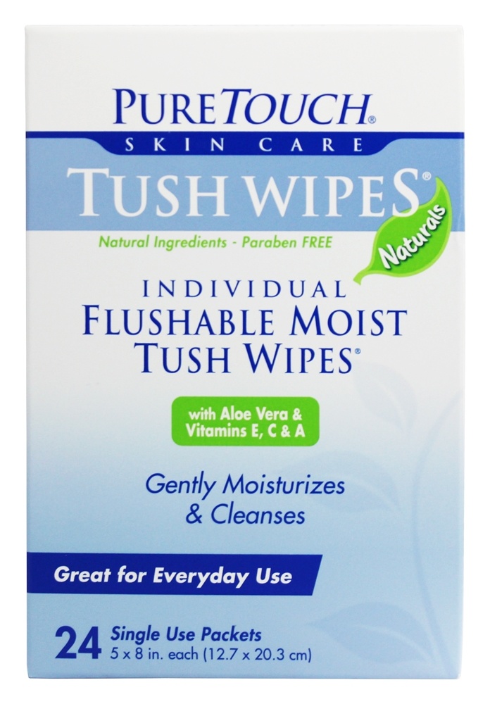 Pure Touch Skin Care - Individual Flushable Moist Tush Wipes Naturals - 24 Packet(s)