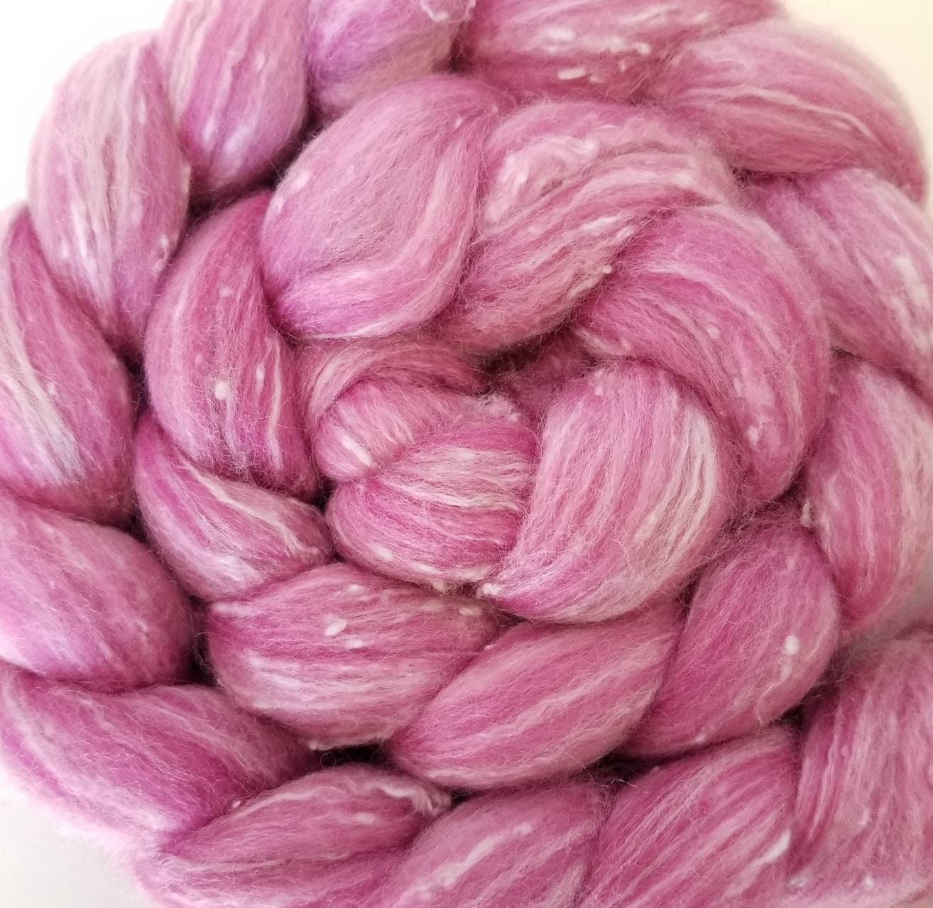 Finesse Blended Wool Top Roving Merino Bamboo Rayon Textured Tweed 4 Oz. Frosted Petal