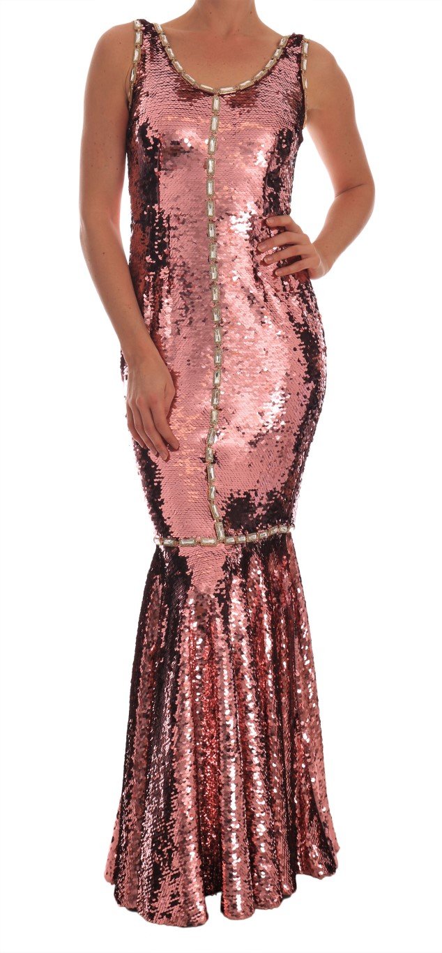 Dolce & Gabbana Women's Crystal Sequined Sheath Dress Pink DR1407 - IT40|S