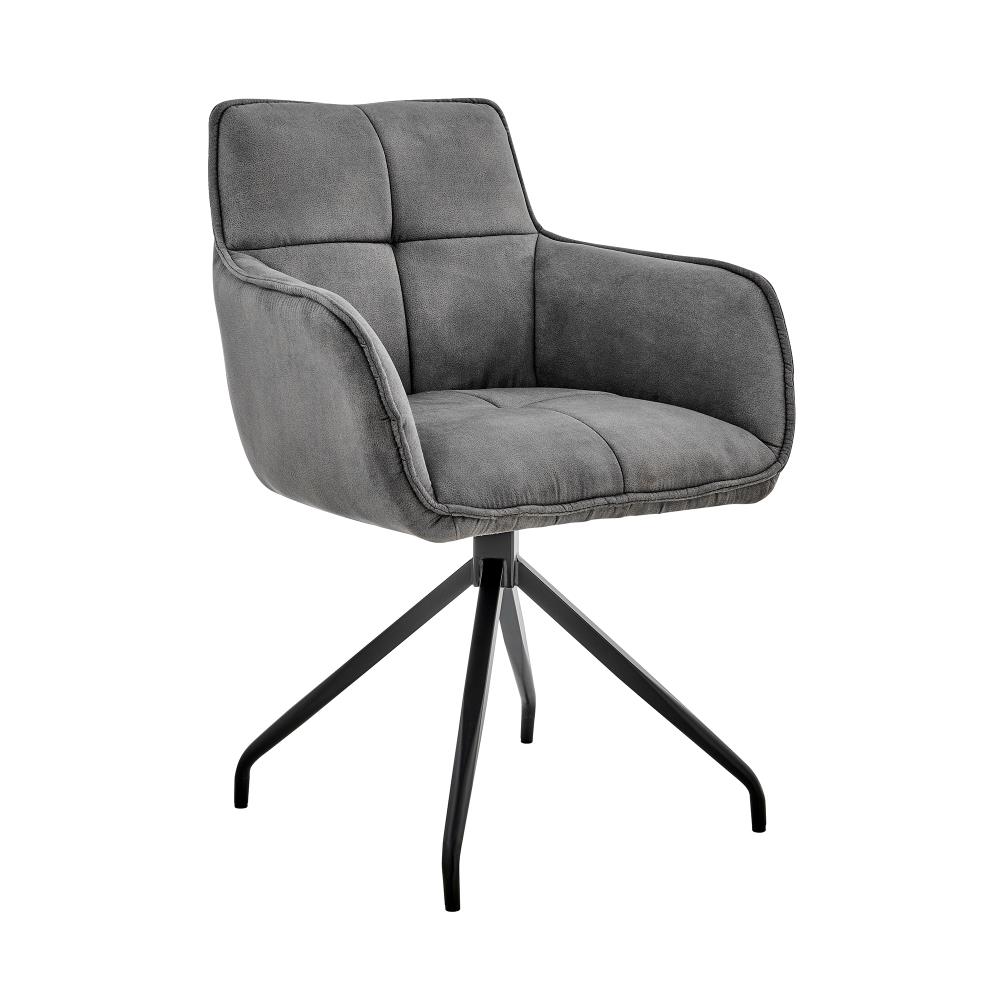 Armen Living Noah Contemporary/Modern Polyester Blend Upholstered Swivel Dining Arm Chair (Metal Frame) in Black | LCNHCHCHA