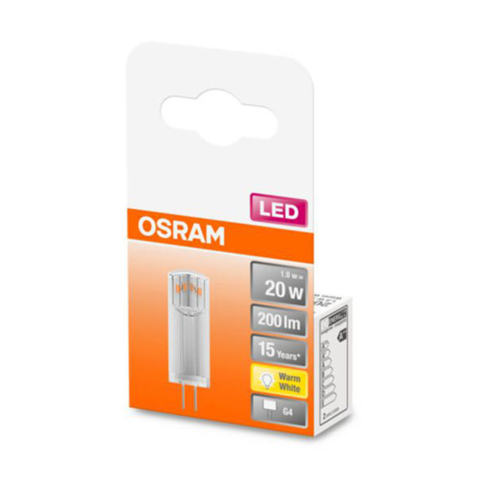 OSRAM kaksikantainen LED-lamppu G4 1,8W 2 700 K