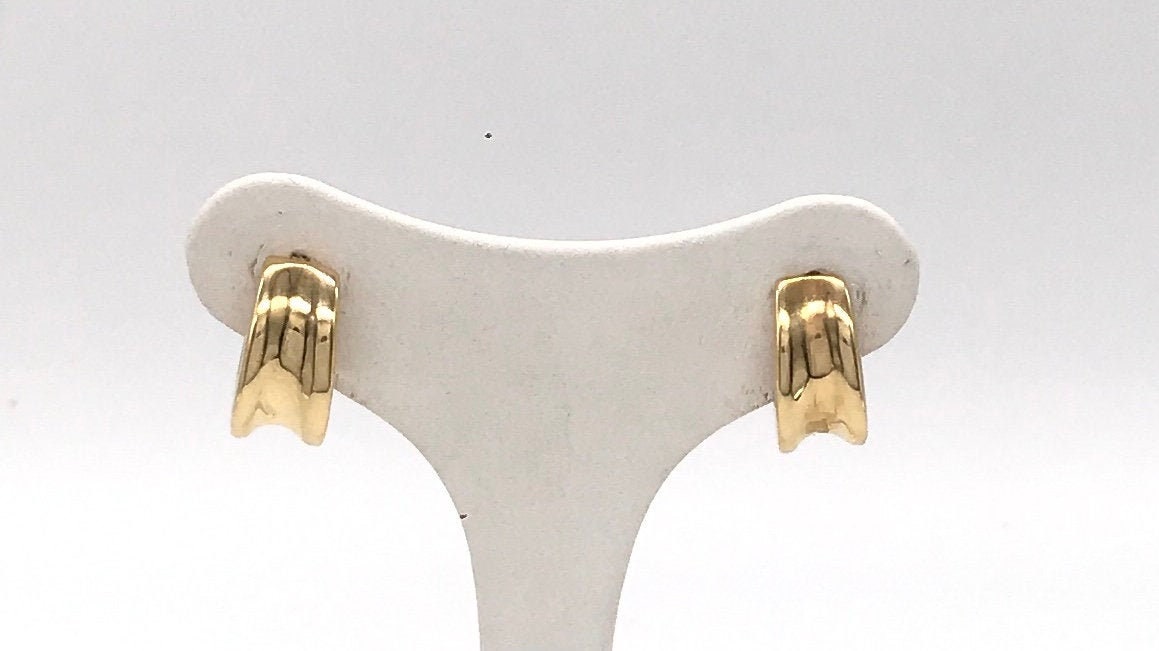 18K Yellow Gold Dainty Earrings Italian Design Polished Minimalist Chubby Great Gift For Her