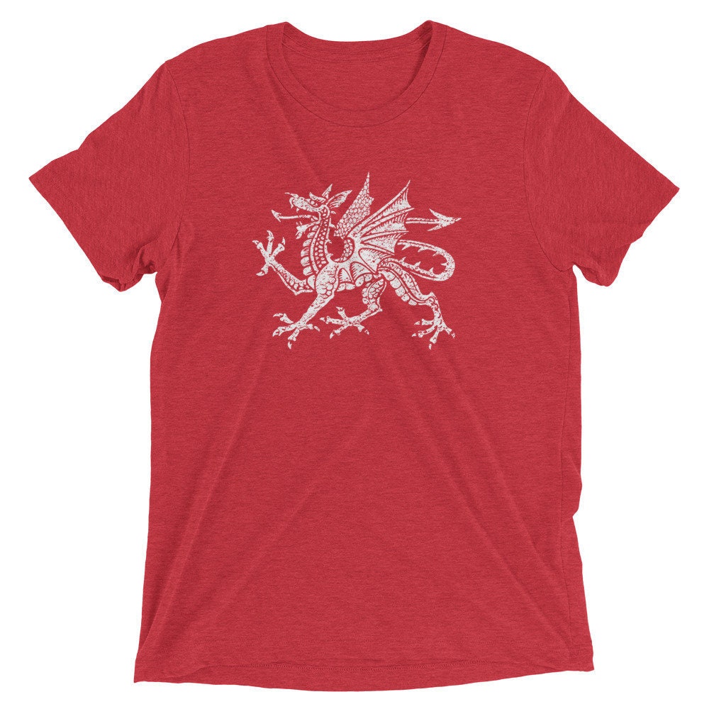 Welsh Red Dragon Tri-Blend Shirt, Gift, Wales Mens Rugby Womens Football Kit, Birthday Gift