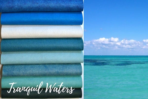 Tranquil Waters Collection, Wool Blend Felt, Felt Sheets, Fabric, Fabric Bundle, Bundles Collections