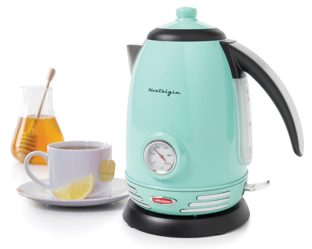 Nostalgia Aqua 7-Cup Cordless Electric Kettle Stainless Steel in Blue | RWK150AQ