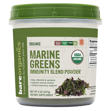 BareOrganics Marine Super Greens Immunity Blend Powder - 8.0 oz