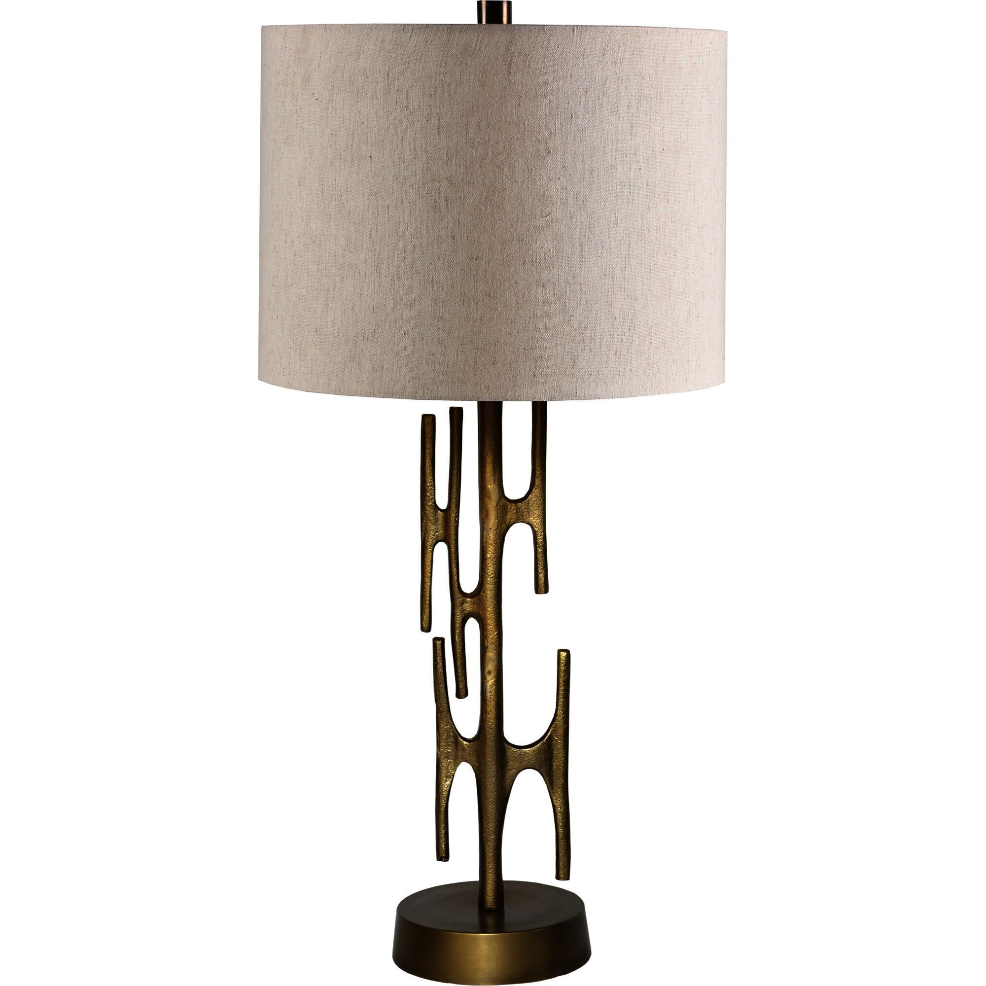 Antique Brass Sculpture Clarion Table Lamp: Metallic/Gold by World Market