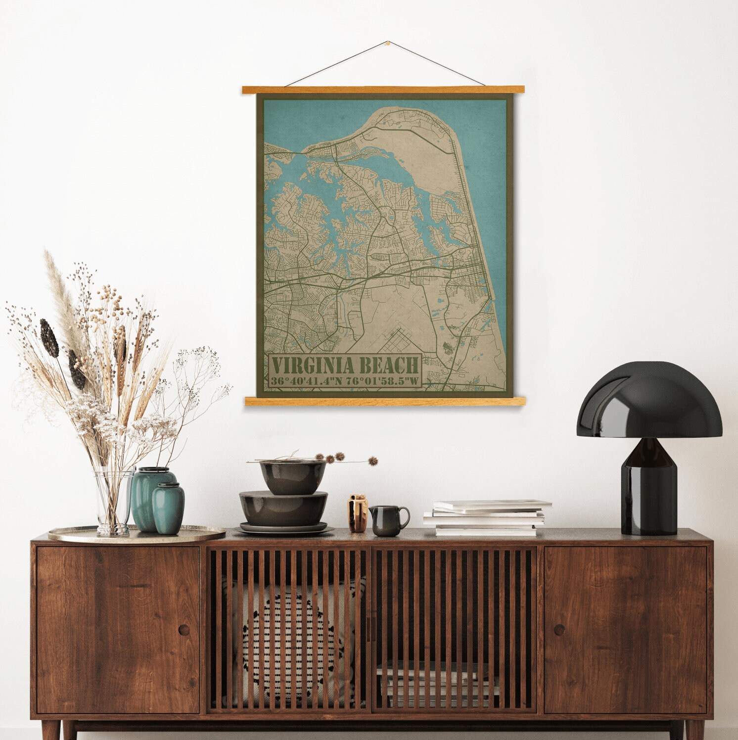 Virginia Beach Street Map | Hanging Canvas Of Printed Marketplace