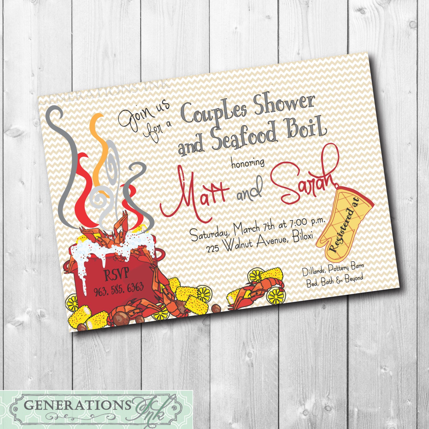 Couples Shower & Seafood Or Crawfish Boil Invitation/Digital File Printable/ Wording Can Be Changed