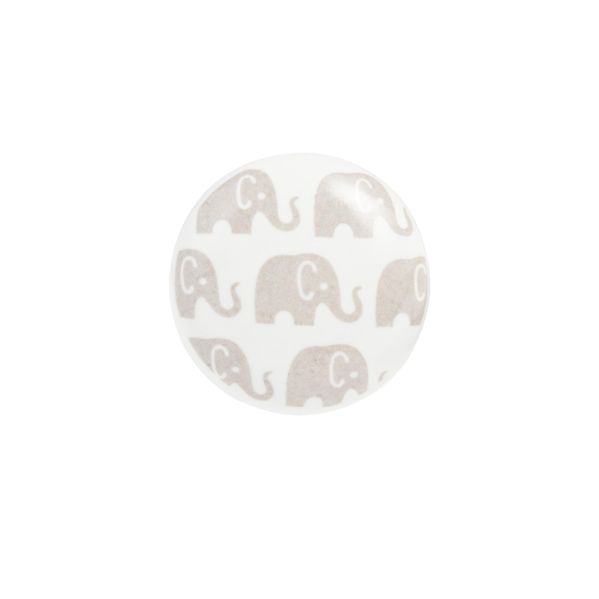 White And Gray Ceramic Elephant Knobs 4 Pack: Gray/White by World Market