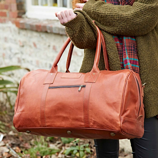 Buy Reworked Personalised Leather Duffle Bag Holdall Overnight